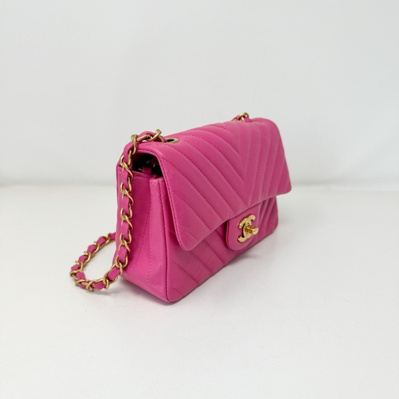 Chanel Pink Chevron Mini Rectangular Flap - Picture 3 of 10